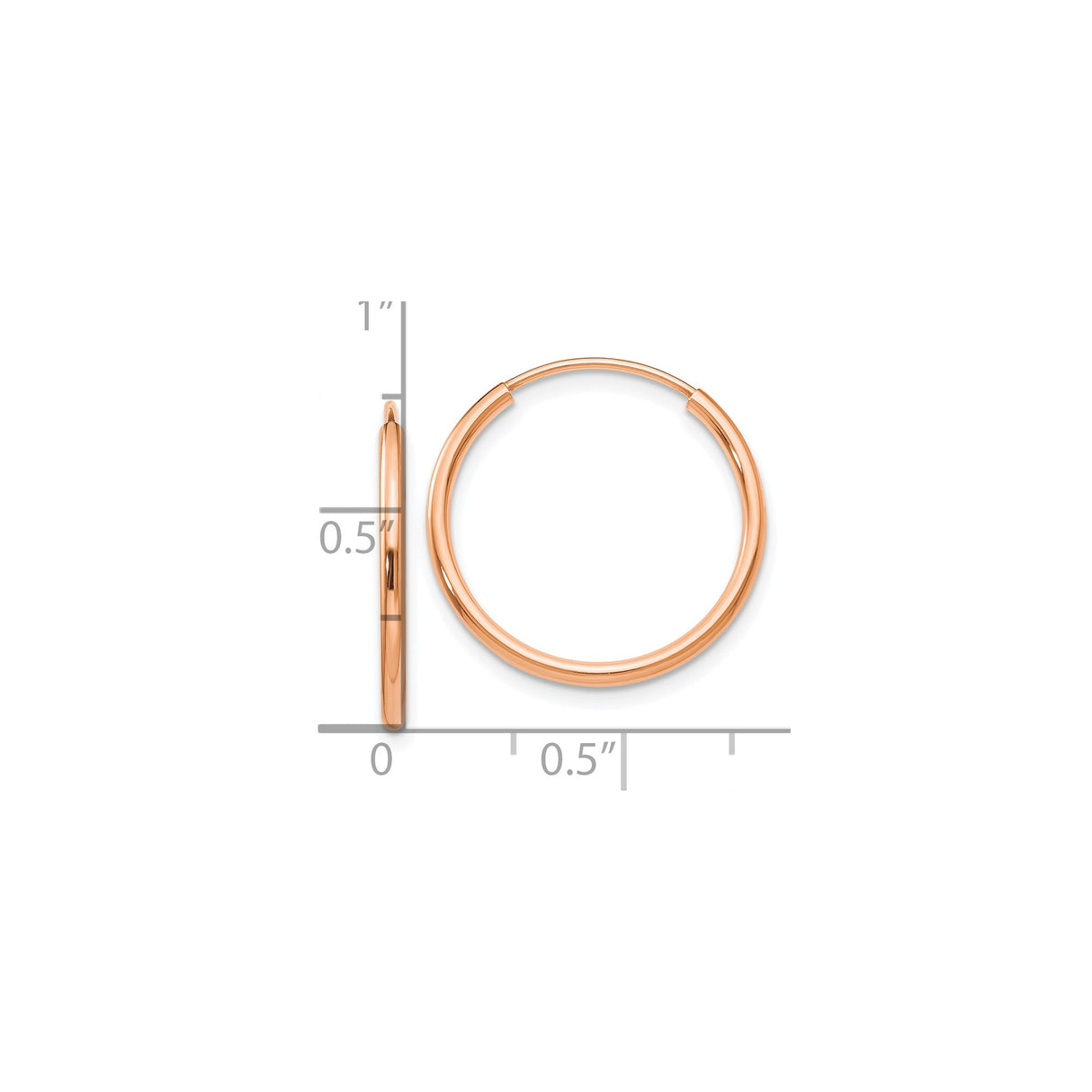 10k Rose Gold Hoop Earrings, Classic Round Tube Design, Polished Finish, Lightweight and Minimalist