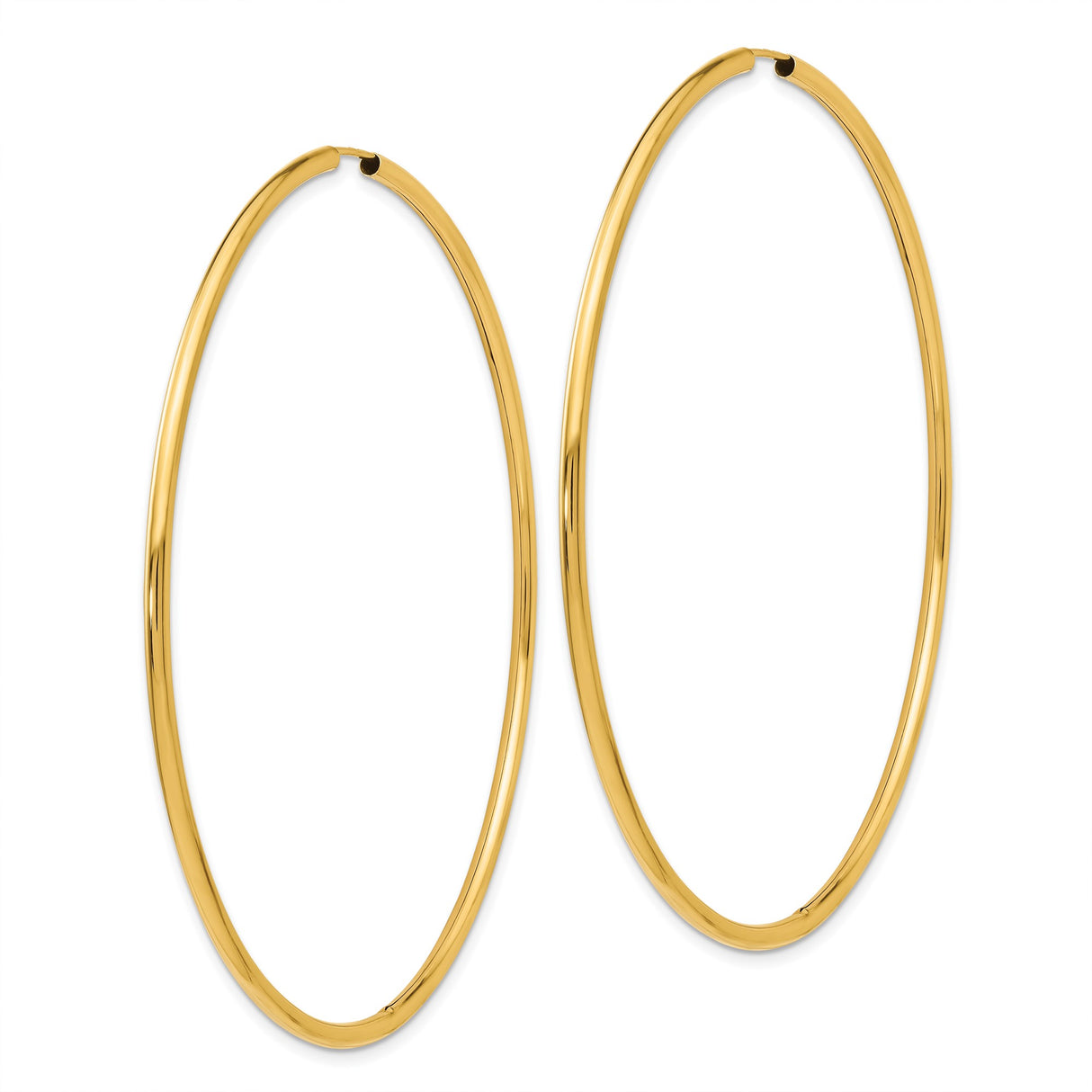 10k Yellow Gold Hoop Earrings, Classic Minimalist Round Design, Polished Lightweight Style for Women