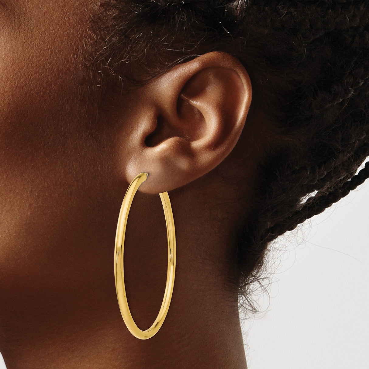 10k Yellow Gold Hoop Earrings, Classic Polished Tube Style with Minimalist Round Design