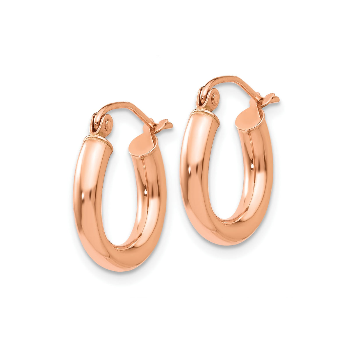 10k Rose Gold Hoop Earrings, Medium Width Classic Polished Design for Women