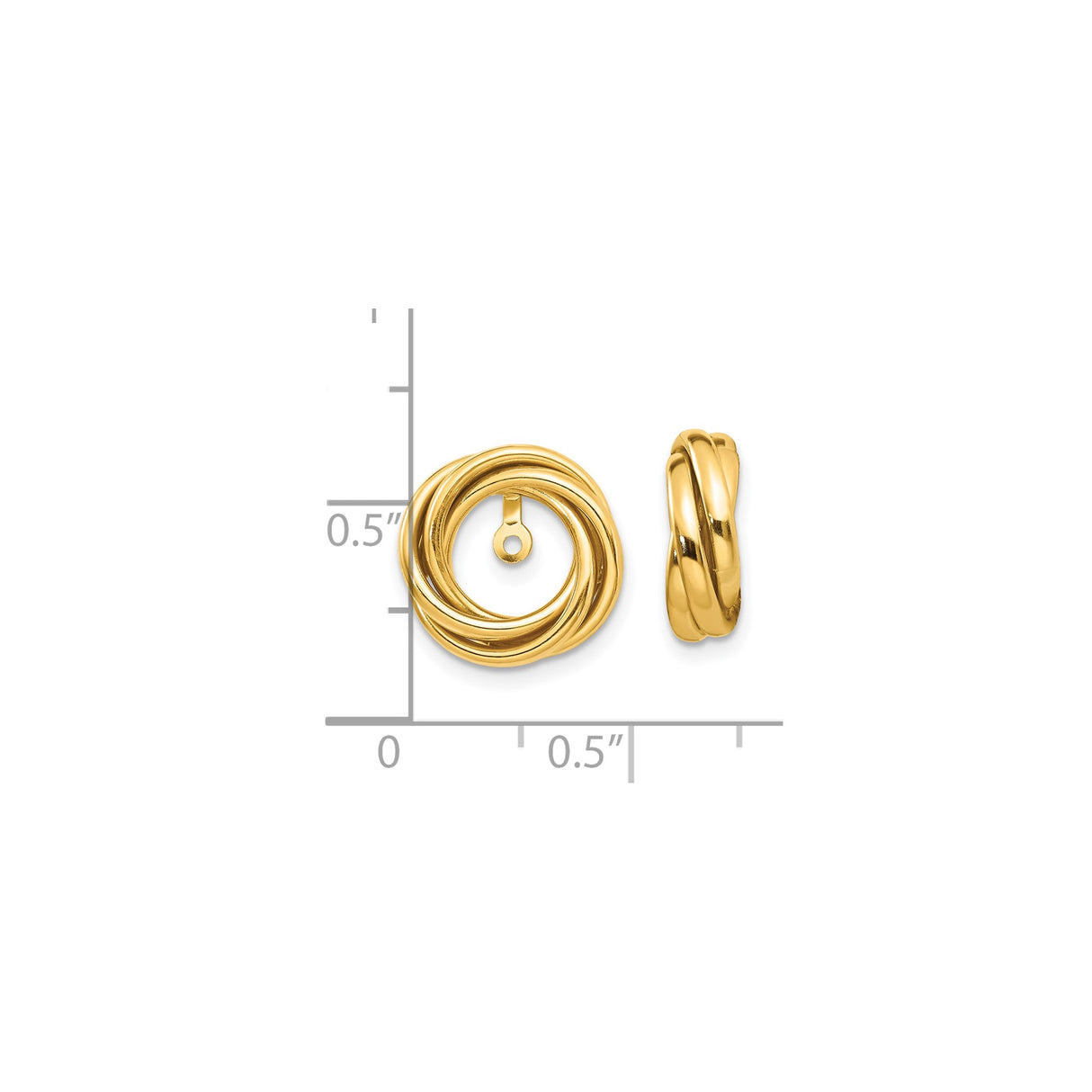 10k Yellow Gold Earring Jackets with Love Knot Design, Polished Interwoven Style for Women