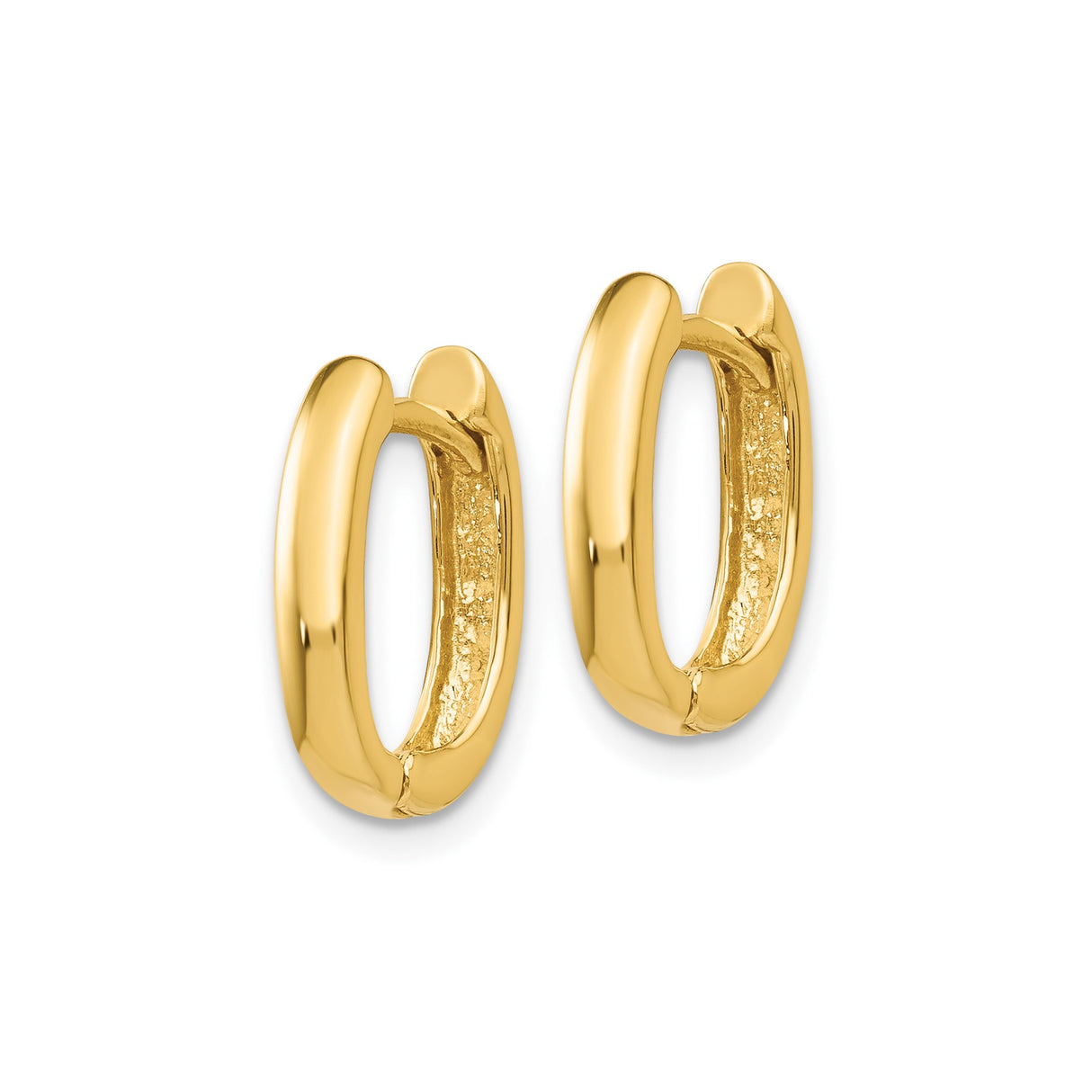 10k Yellow Gold Oval Hoop Earrings, Smooth Polished Finish, Hinged Closure, Lightweight Design