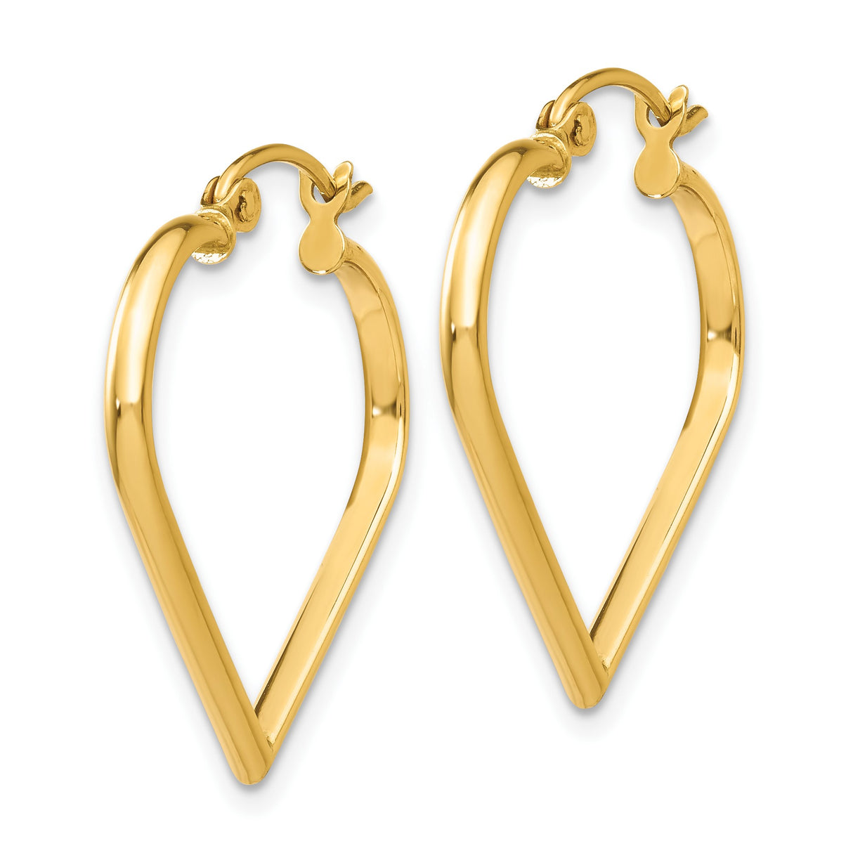 10k Yellow Gold Heart Shaped Hoop Earrings, Polished Finish, Lightweight Minimalist Style