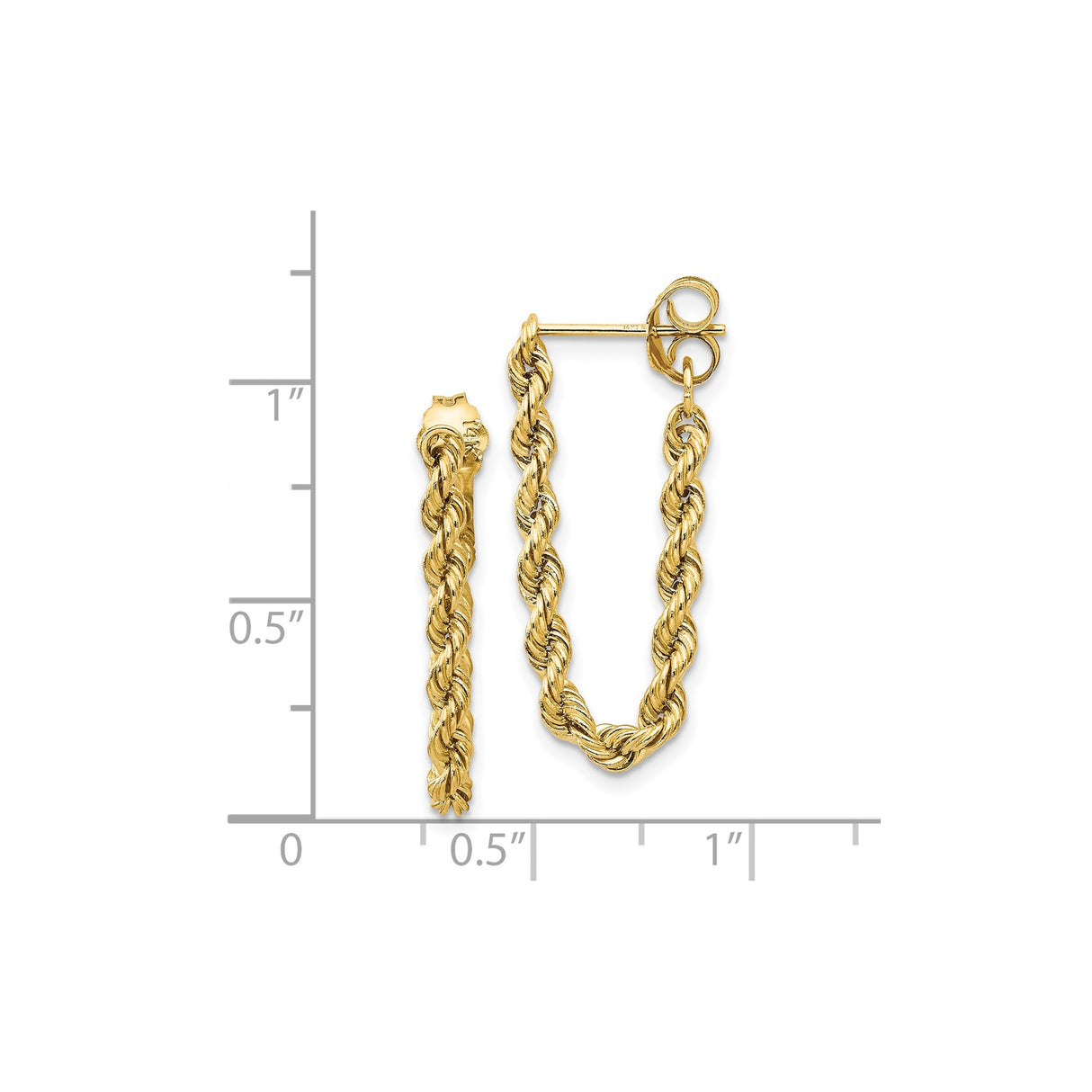 10k Yellow Gold Rope Hoop Earrings, Twisted Polished Design, Lightweight Hollow Hoops for Women