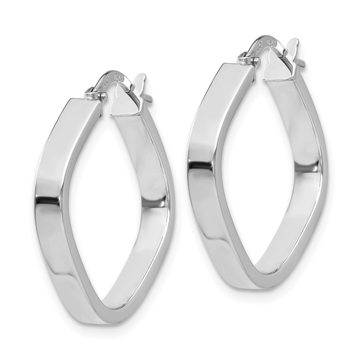 10k White Gold Square Hoop Earrings, Sleek Modern Italian Design for Women