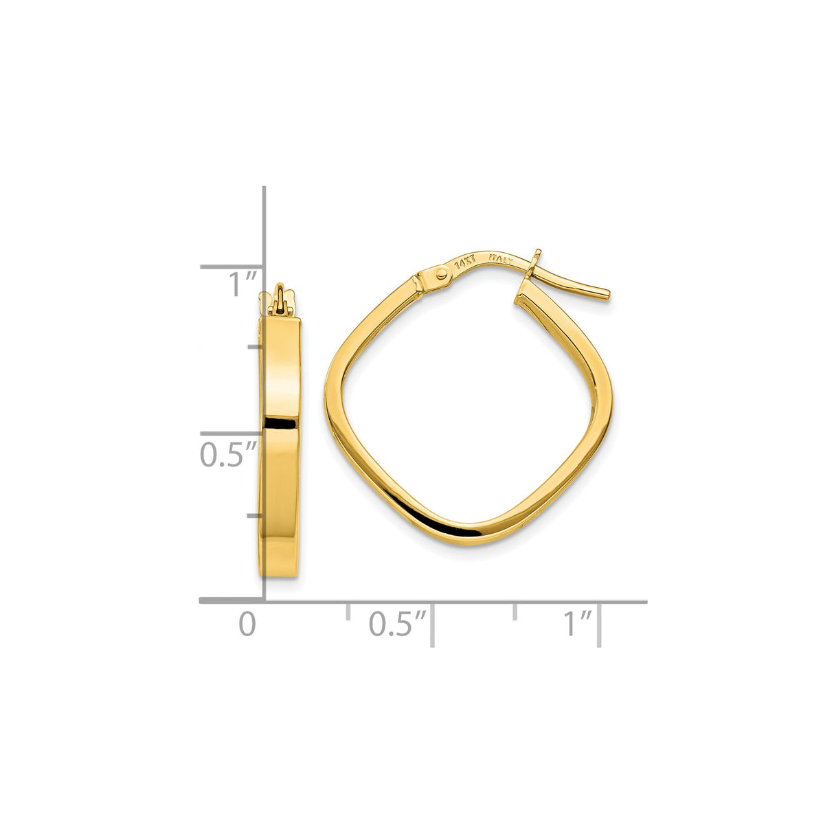 10k Yellow Gold Twisted Square Hoop Earrings, Modern Geometric Design, Lightweight for Women