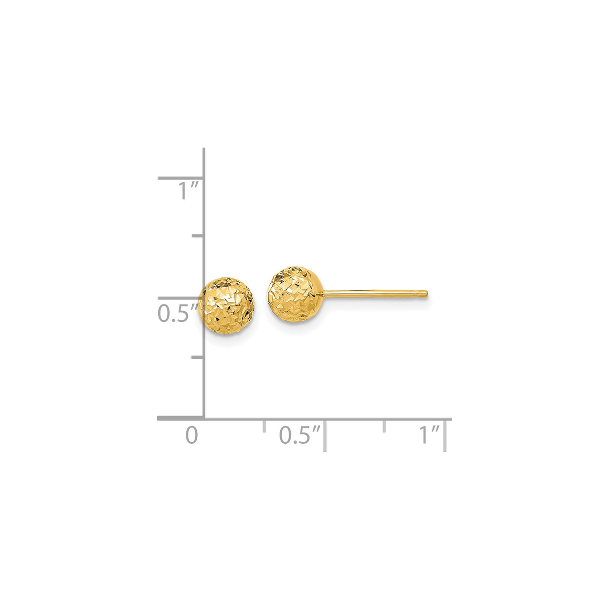 10k Yellow Gold Stud Earrings, Faceted Ball Design, Polished Textured Finish, Petite Size for Women