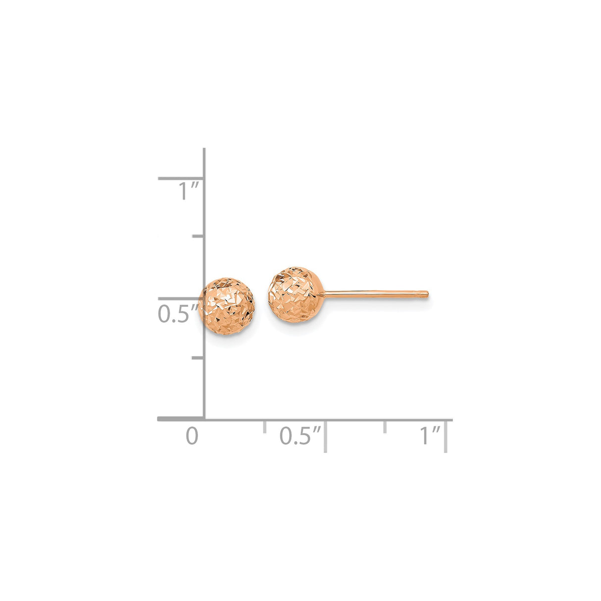 10k Rose Gold Ball Stud Earrings with Diamond-Cut Faceted Finish, Minimalist Design