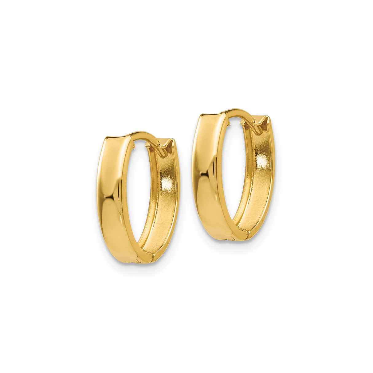 10k Yellow Gold Small Hoop Earrings, Classic High-Polish Huggie Style, Unisex Minimalist Design