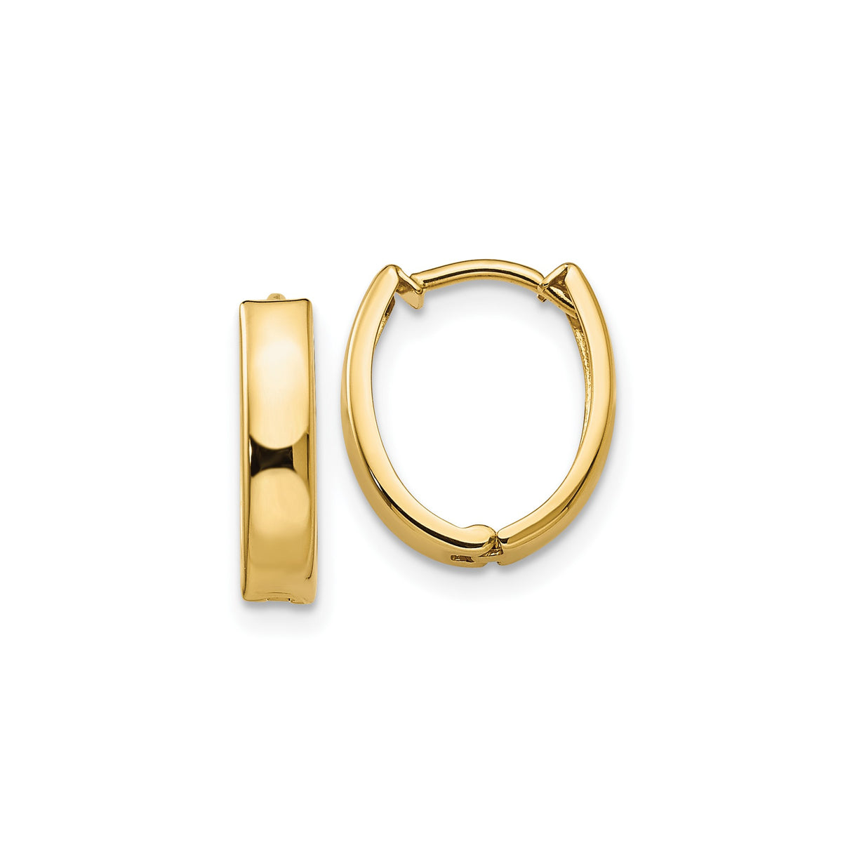 10k Yellow Gold Small Hoop Earrings, Classic High-Polish Huggie Style, Unisex Minimalist Design
