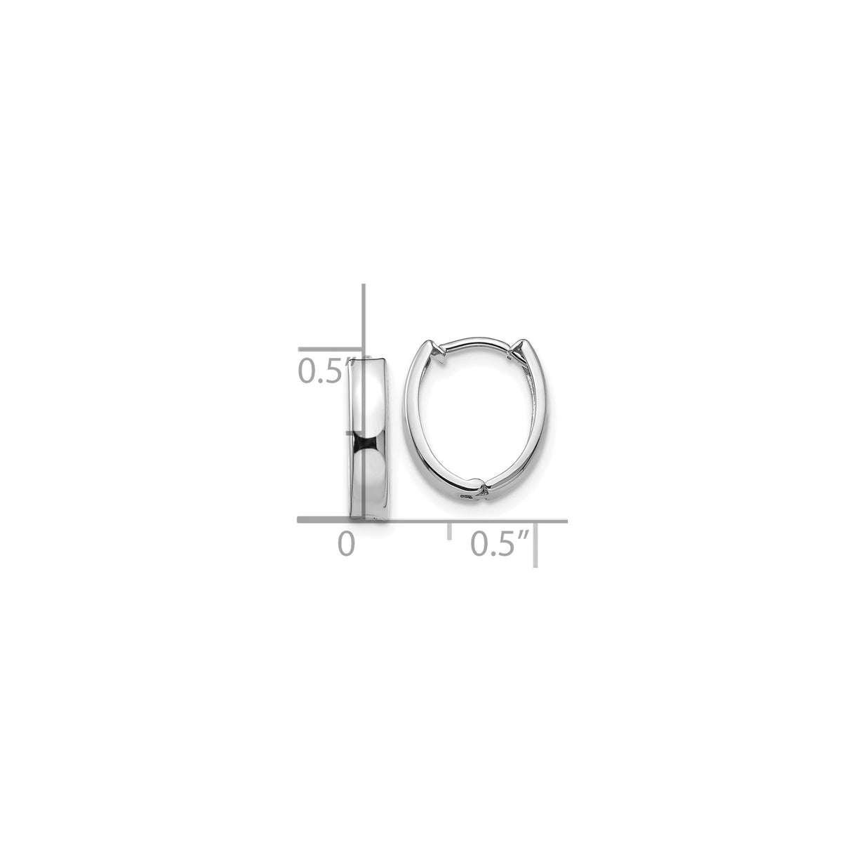 10k White Gold Hoop Earrings, Polished Minimalist Design with Latch Back Closure for Women
