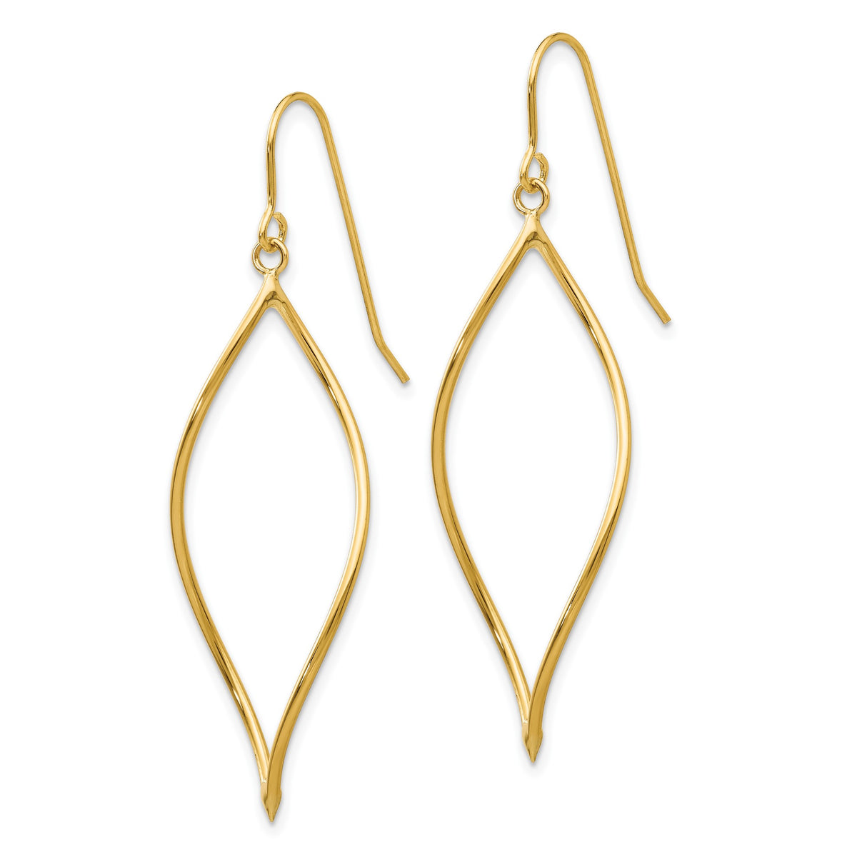 10k Yellow Gold Dangle Earrings with Open Marquise and Twist Design for Women