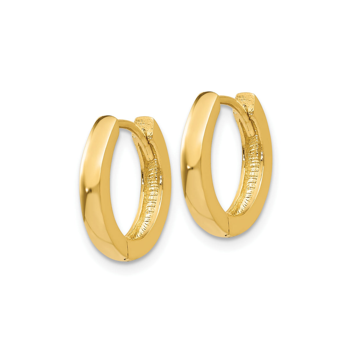 10k Yellow Gold Hoop Earrings, Smooth Polished Finish, Classic Minimalist Unisex Design