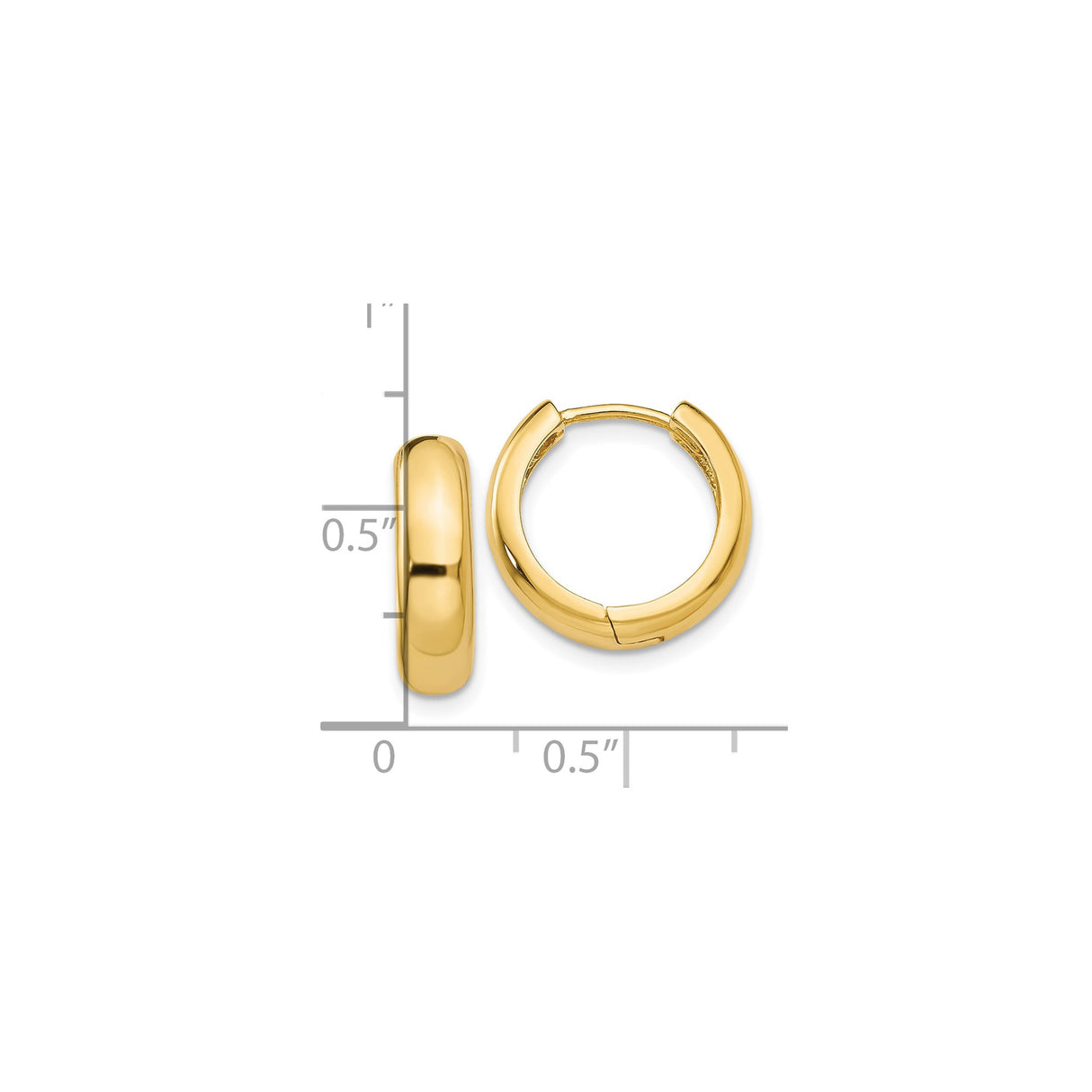 10k Yellow Gold Small Hoop Earrings, Polished Huggie Style, Unisex Minimalist Design