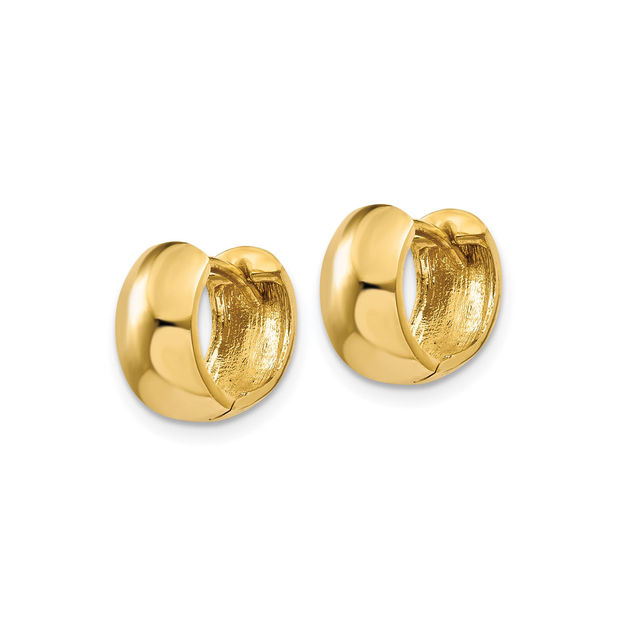 10k Yellow Gold Huggie Hoop Earrings, Smooth Polished Minimalist Unisex Design