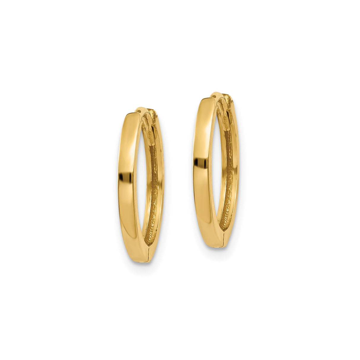 10k Yellow Gold Hoop Earrings with Hinged Closure, Polished Minimalist Design, Unisex Style