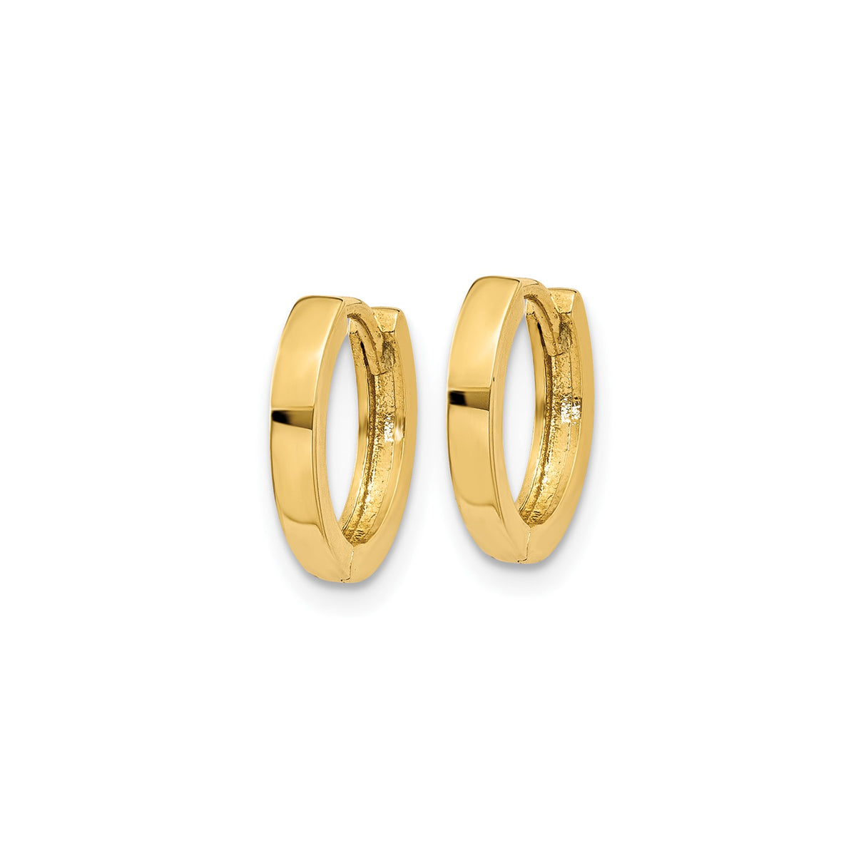 10k Yellow Gold Hoop Earrings, Small Polished Huggie Style, Unisex Minimalist Design