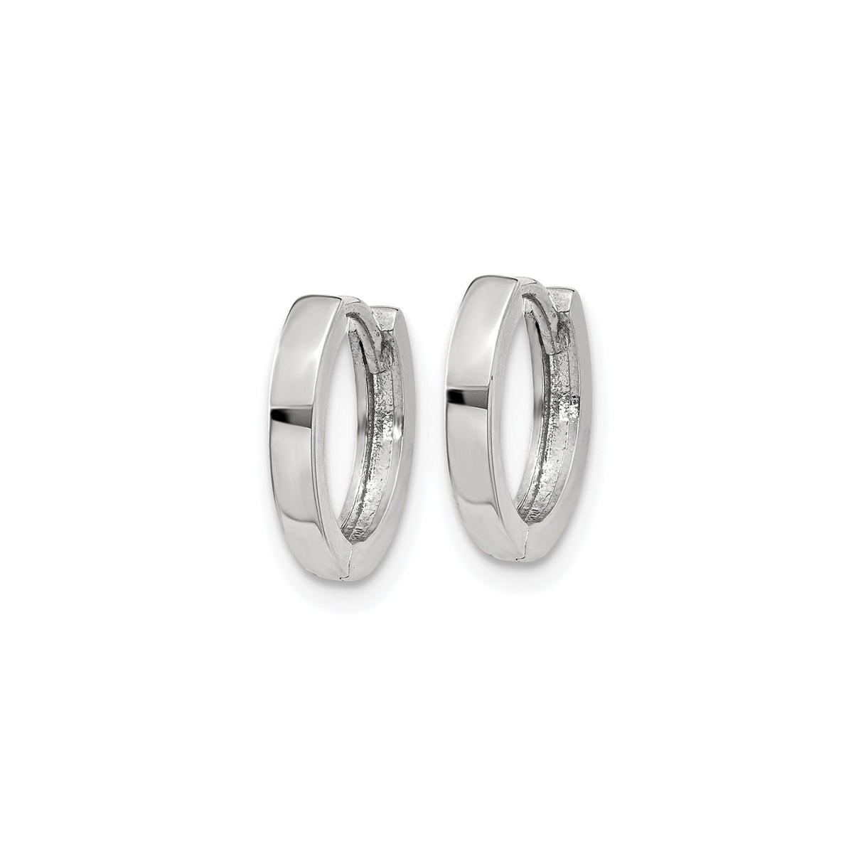 10k White Gold Huggie Hoop Earrings, Small Polished Minimalist Hoops, Unisex Modern Style