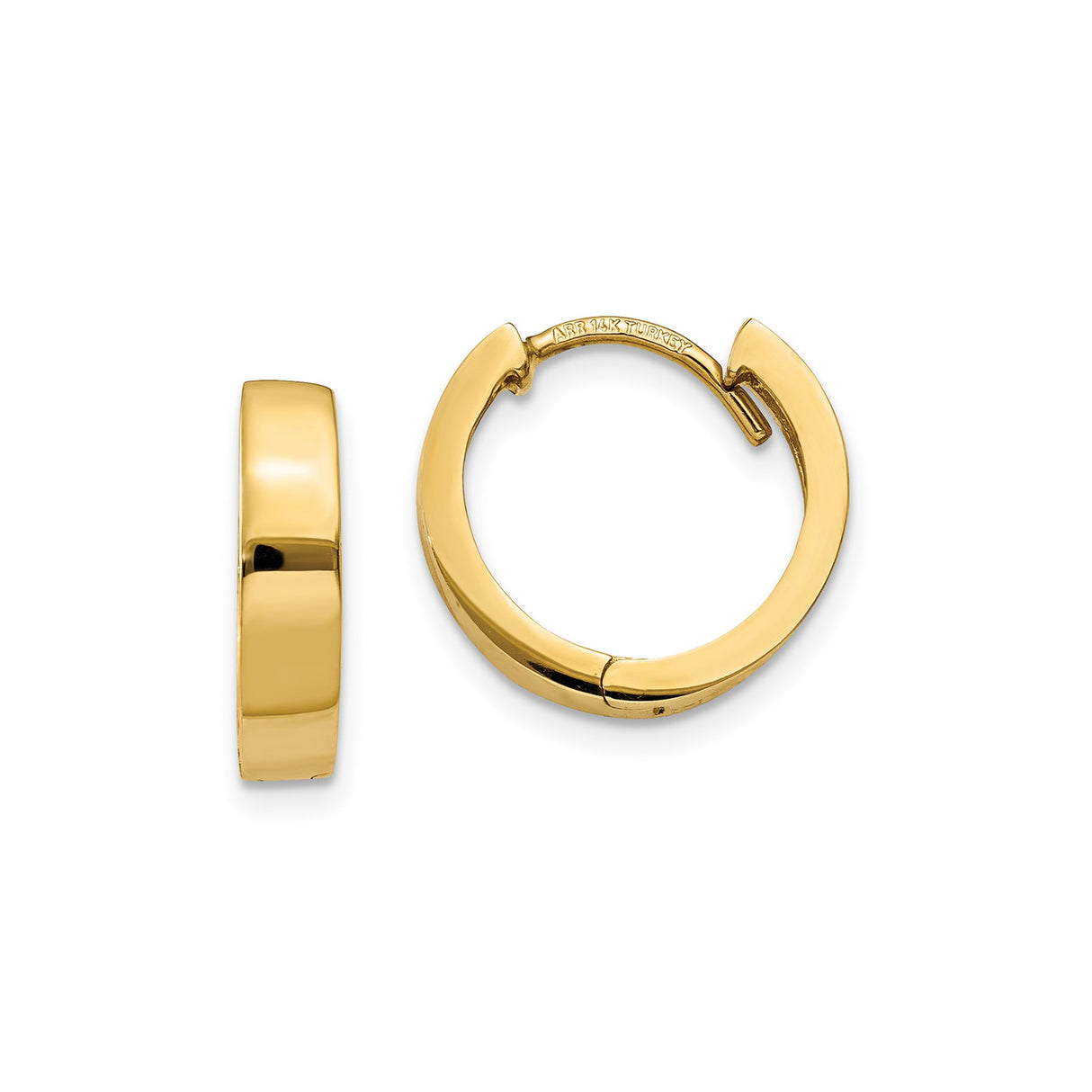 10k Yellow Gold Hoop Earrings, Small Round Hinged Huggie Style, Unisex Minimalist Design
