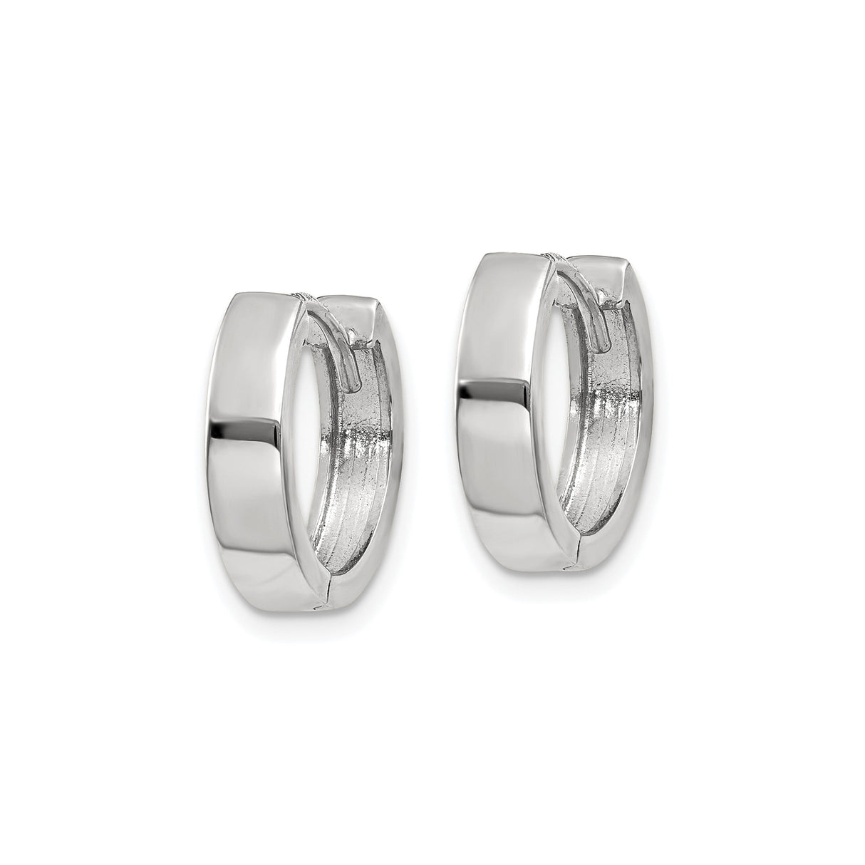 10k White Gold Hoop Earrings, Polished Finish, Minimalist Unisex Design