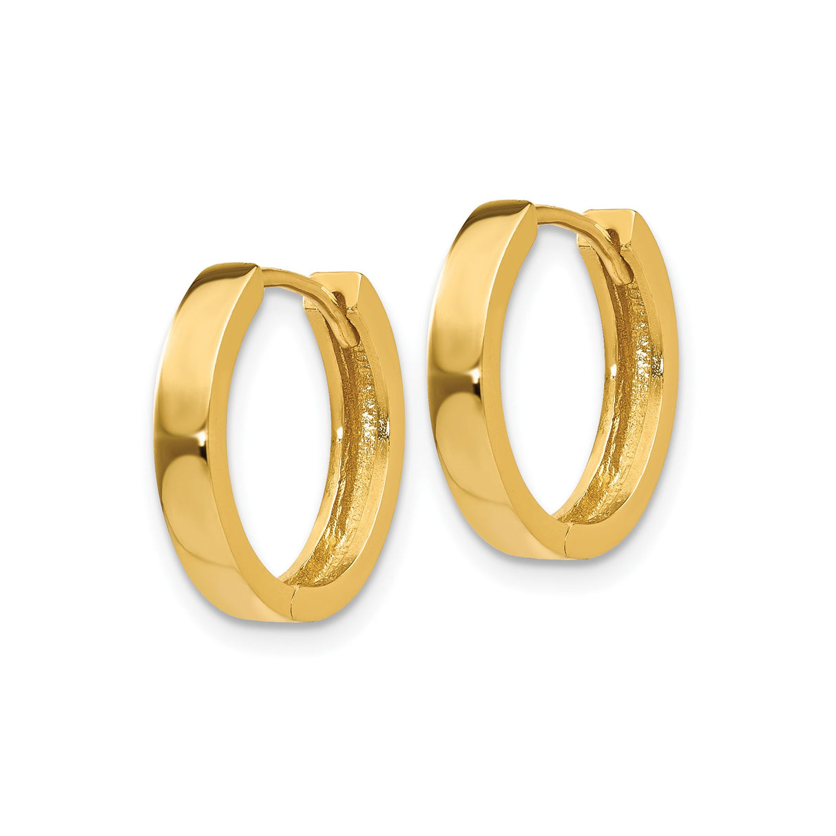 10k Yellow Gold Hoop Earrings, Polished Minimalist Design, Unisex Everyday Jewelry