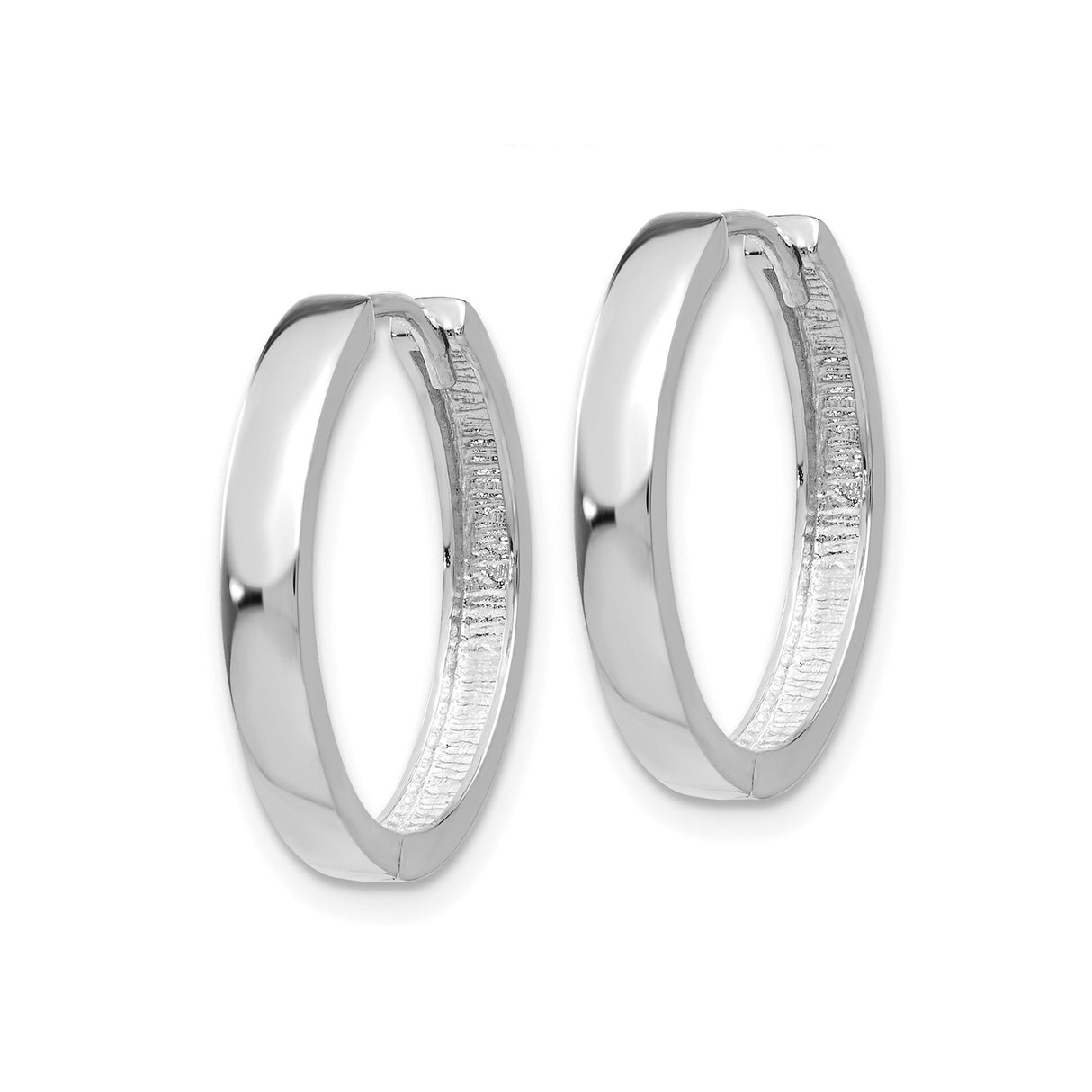10k White Gold Hoop Earrings, Sleek Round Minimalist Design, Lightweight Polished Finish