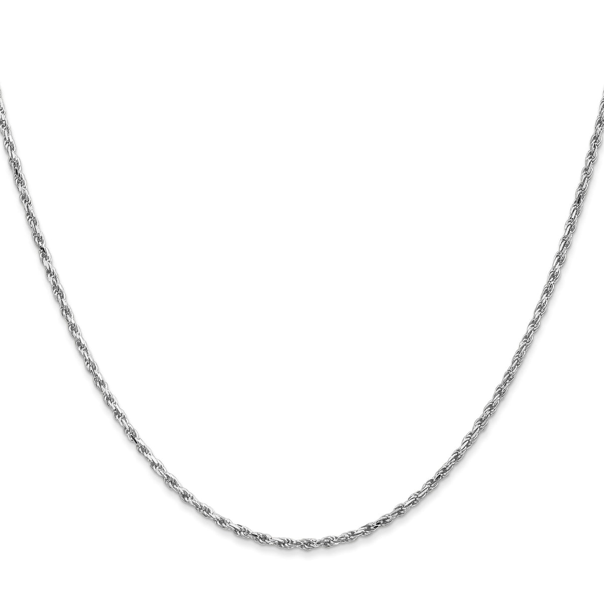 10K White Gold 1.6 mm Rope Chain Necklace, Polished