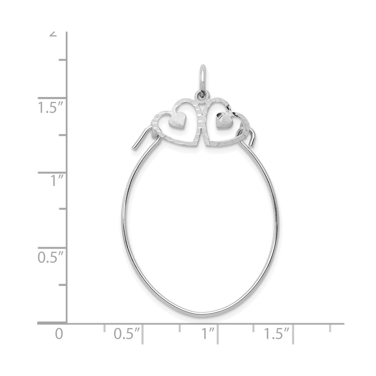 10k White Gold Heart Pendant with Interlocking Open Hearts and Textured Design