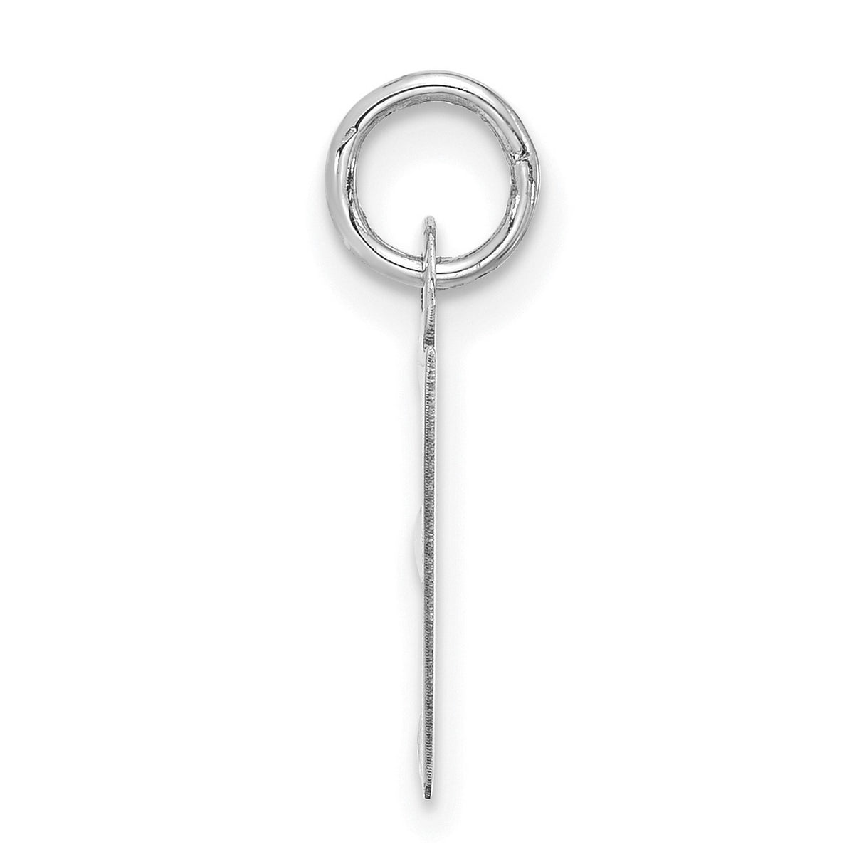 10k White Gold Initial E Pendant, Slanted Block Letter Charm with Polished Finish