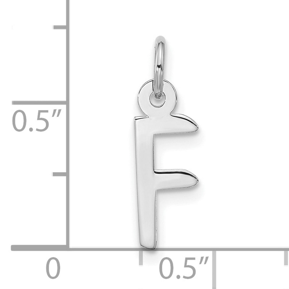 10k White Gold Initial F Pendant, Block Letter Alphabet Charm, Minimalist Unisex Jewelry
