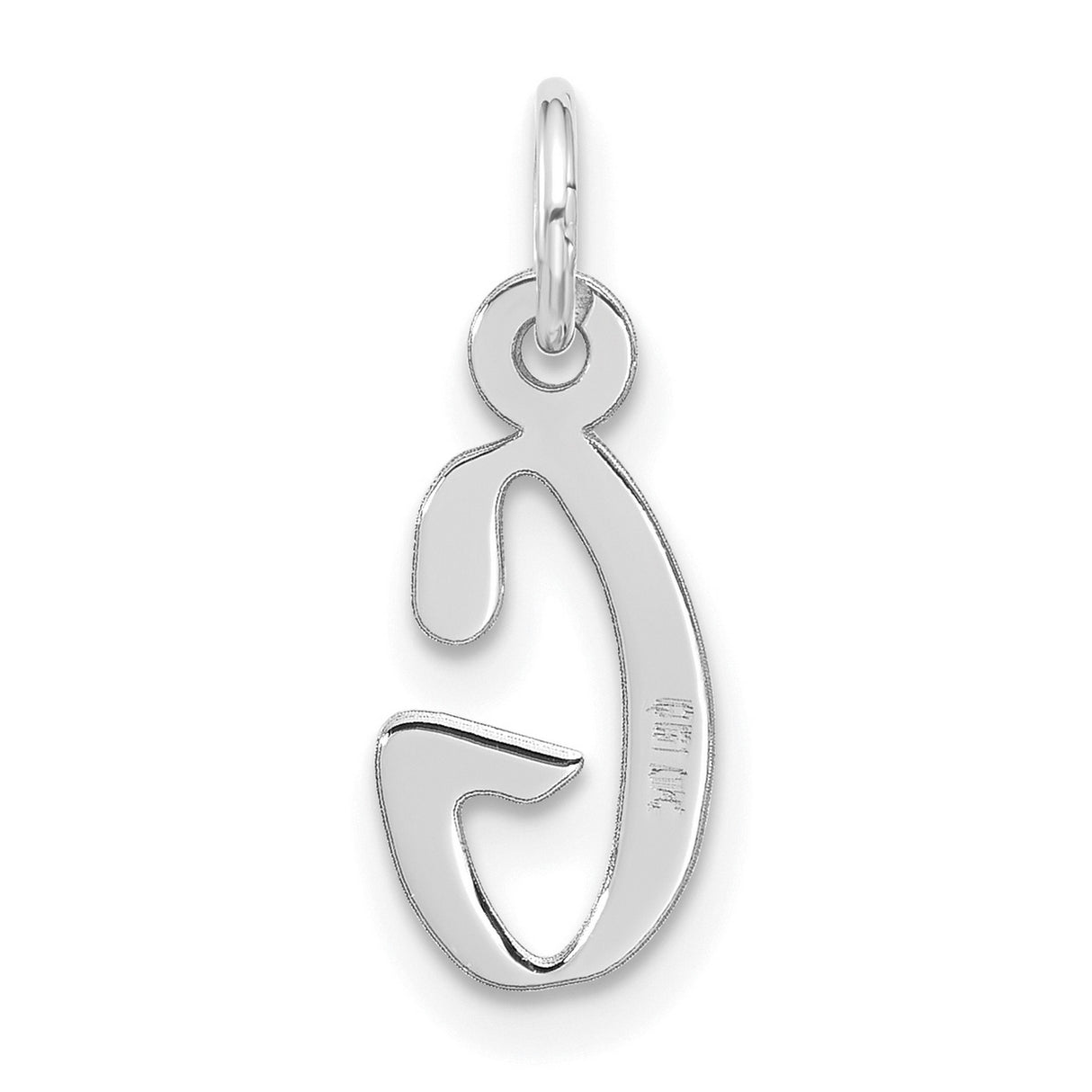 10k White Gold Letter G Pendant, Polished Script Initial Charm for Women