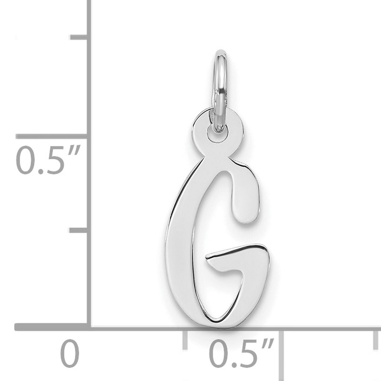 10k White Gold Letter G Pendant, Polished Script Initial Charm for Women