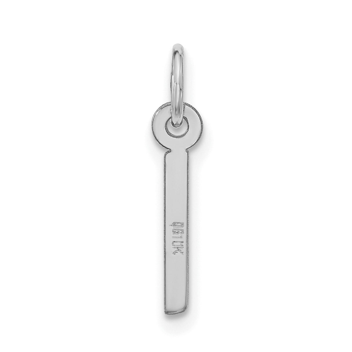10k White Gold Vertical Bar Pendant, Minimalist Stick Charm, Unisex Modern Jewelry