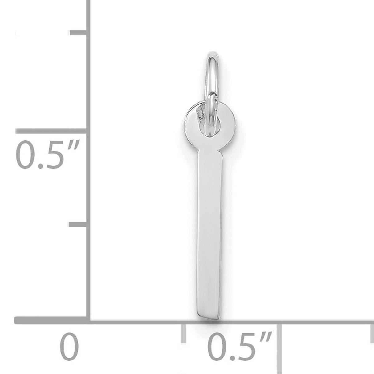 10k White Gold Vertical Bar Pendant, Minimalist Stick Charm, Unisex Modern Jewelry