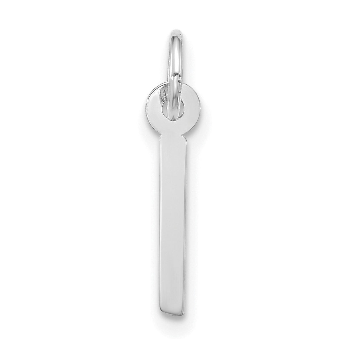 10k White Gold Vertical Bar Pendant, Minimalist Stick Charm, Unisex Modern Jewelry