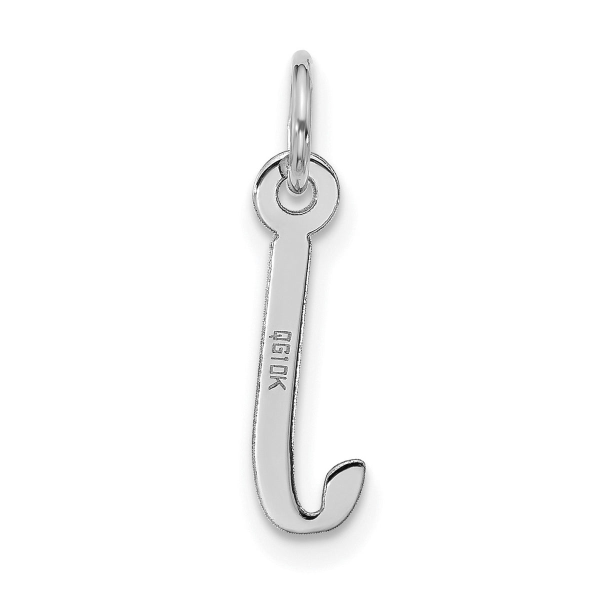 10k White Gold Initial J Pendant Charm, Polished Block Letter Jewelry for Women