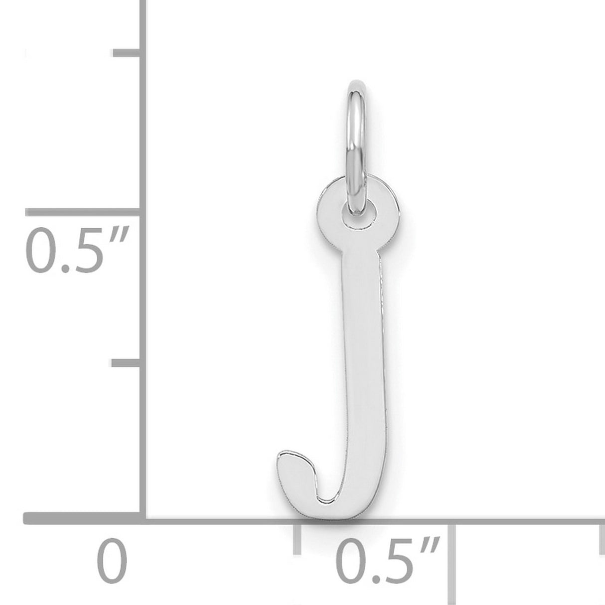 10k White Gold Initial J Pendant Charm, Polished Block Letter Jewelry for Women