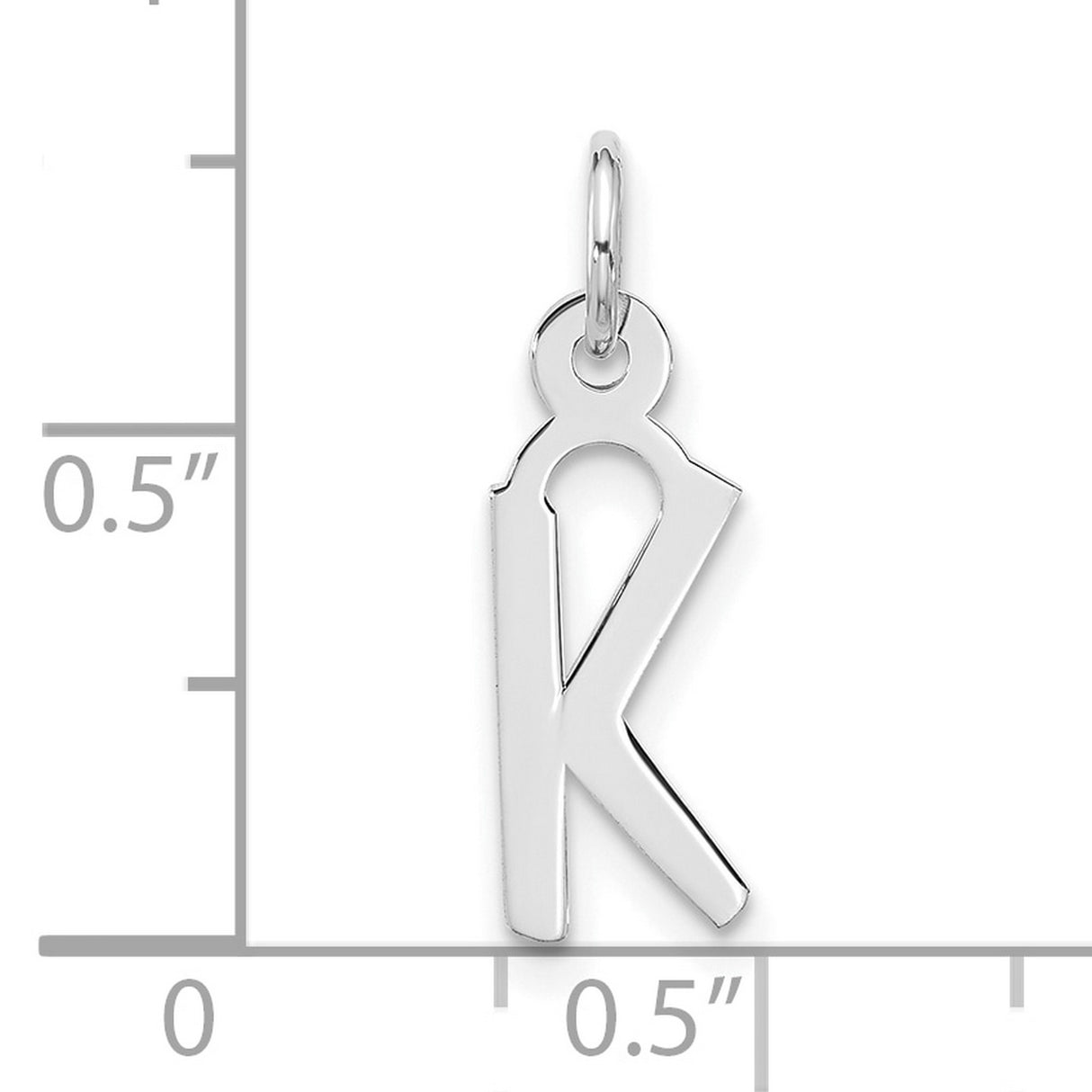 10k White Gold Letter R Pendant, Polished Initial Charm, Modern Monogram Jewelry