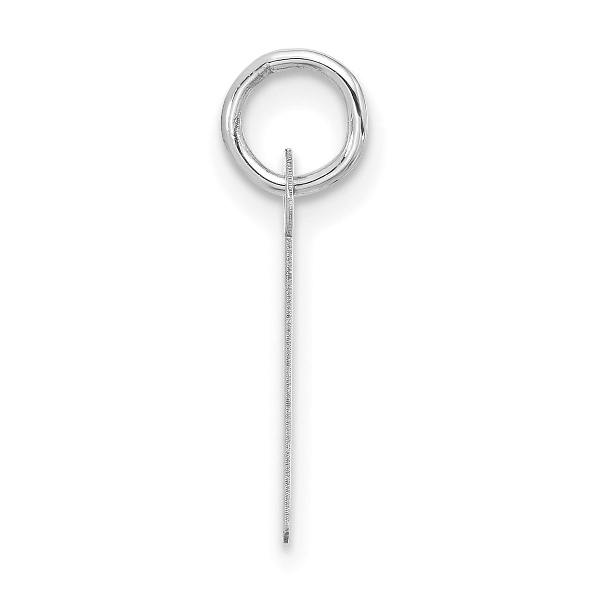 10k White Gold Letter L Pendant, Polished Block Initial Charm for Women or Unisex