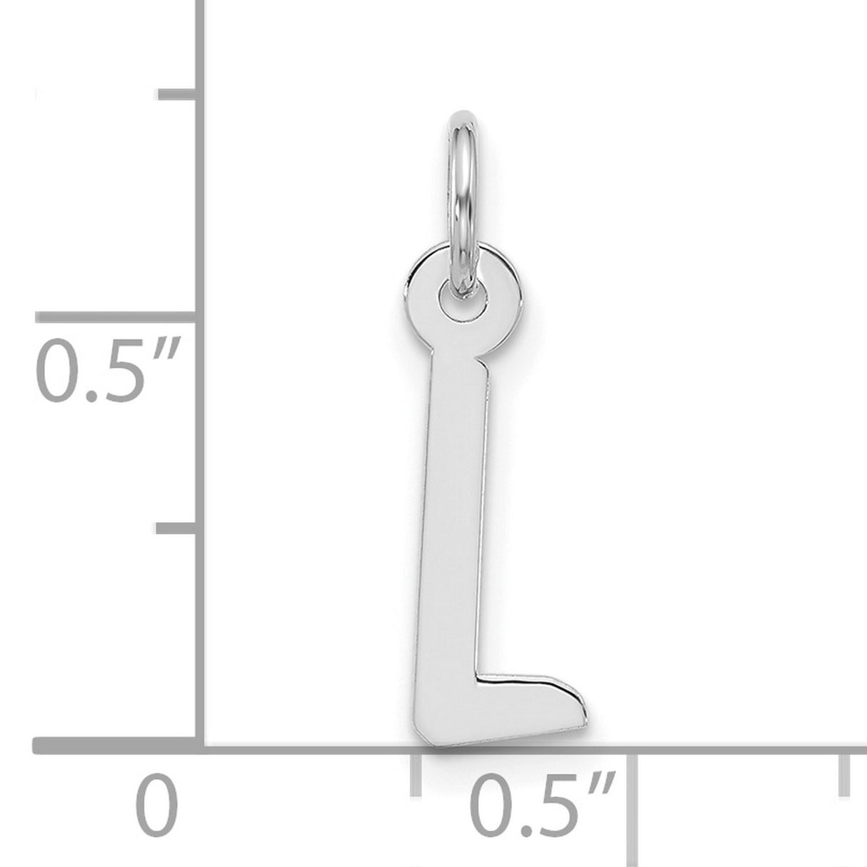 10k White Gold Letter L Pendant, Polished Block Initial Charm for Women or Unisex