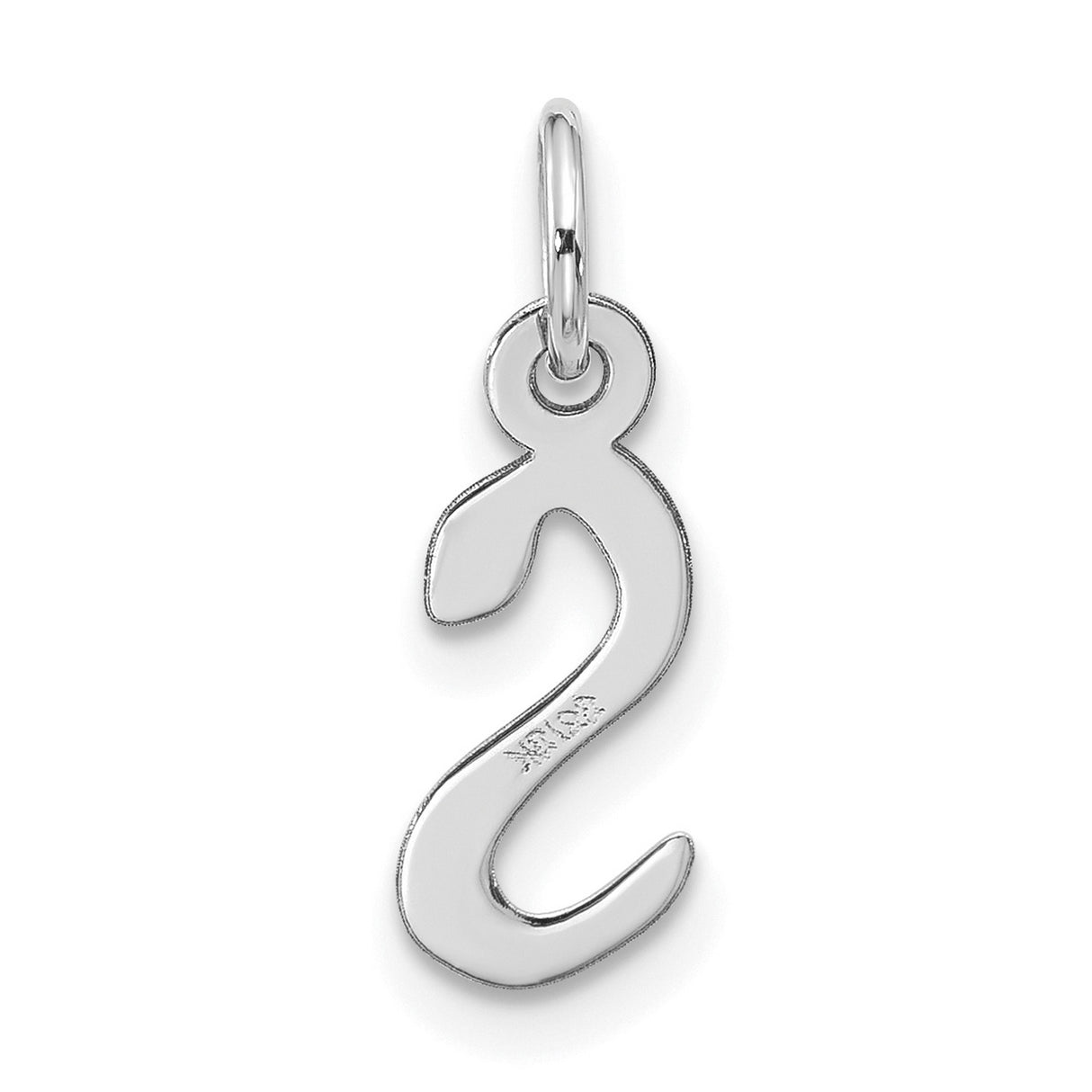 10k White Gold Initial S Pendant, Script Letter Charm, Polished Monogram Jewelry for Women