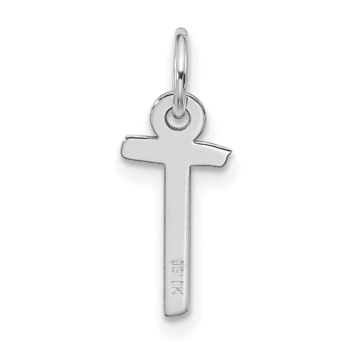 10k White Gold Sideways T Bar Cross Pendant, Modern Minimalist Christian Jewelry for Women or Unisex