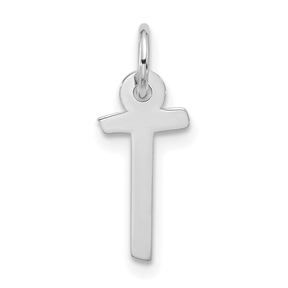 10k White Gold Sideways T Bar Cross Pendant, Modern Minimalist Christian Jewelry for Women or Unisex