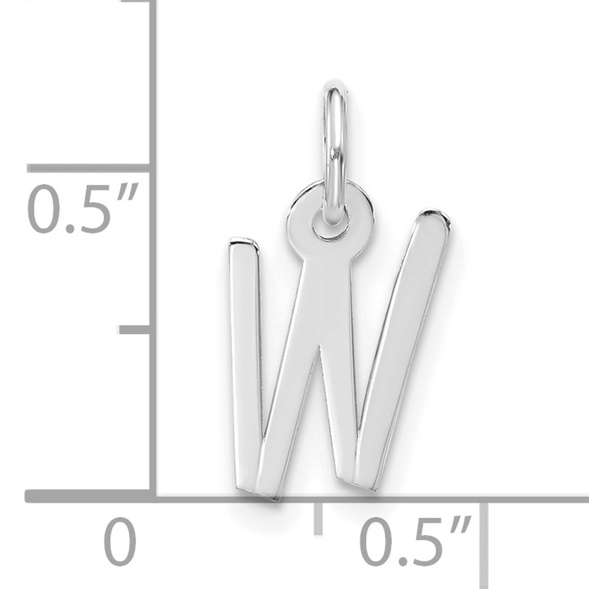 10k White Gold Initial W Pendant, Modern Block Letter Charm for Women