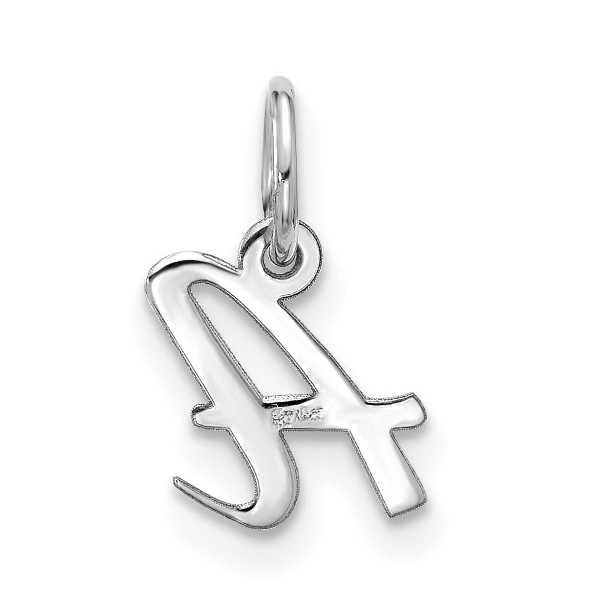 10k White Gold Letter A Pendant Charm, Script Monogram Style for Women or Unisex Wear