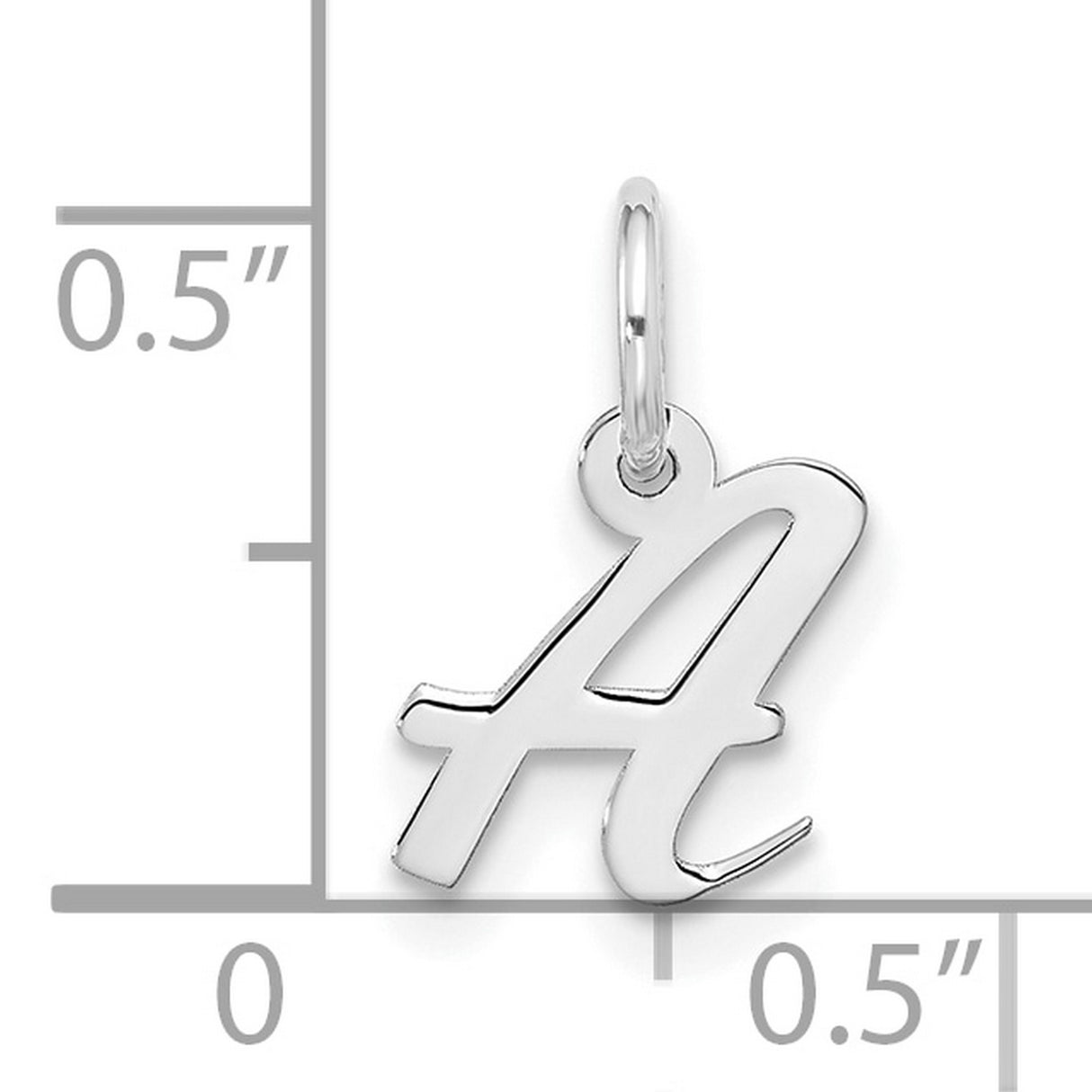 10k White Gold Letter A Pendant Charm, Script Monogram Style for Women or Unisex Wear