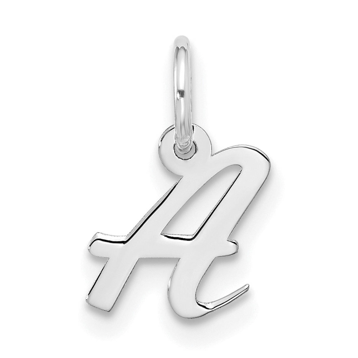 10k White Gold Letter A Pendant Charm, Script Monogram Style for Women or Unisex Wear