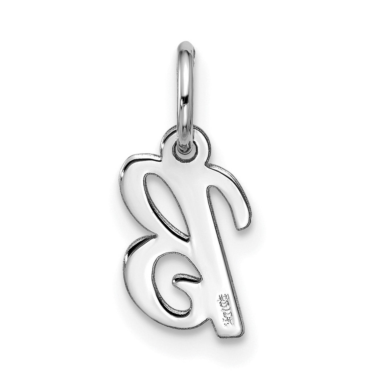 10k White Gold Script Initial B Pendant Charm, Cursive Letter Monogram Jewelry for Women