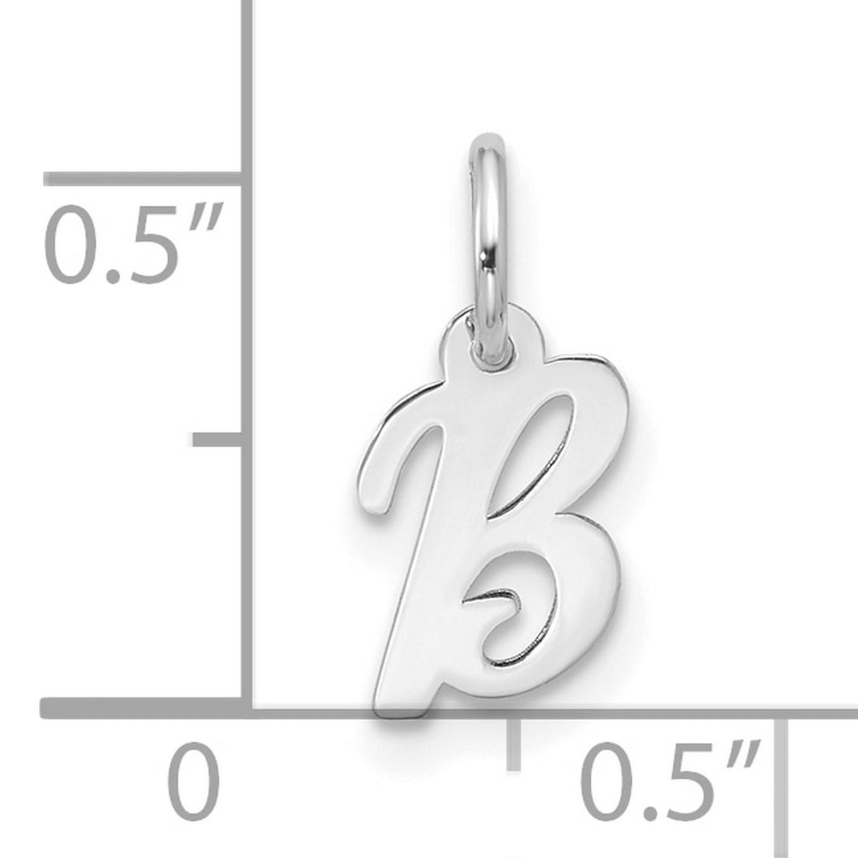 10k White Gold Script Initial B Pendant Charm, Cursive Letter Monogram Jewelry for Women
