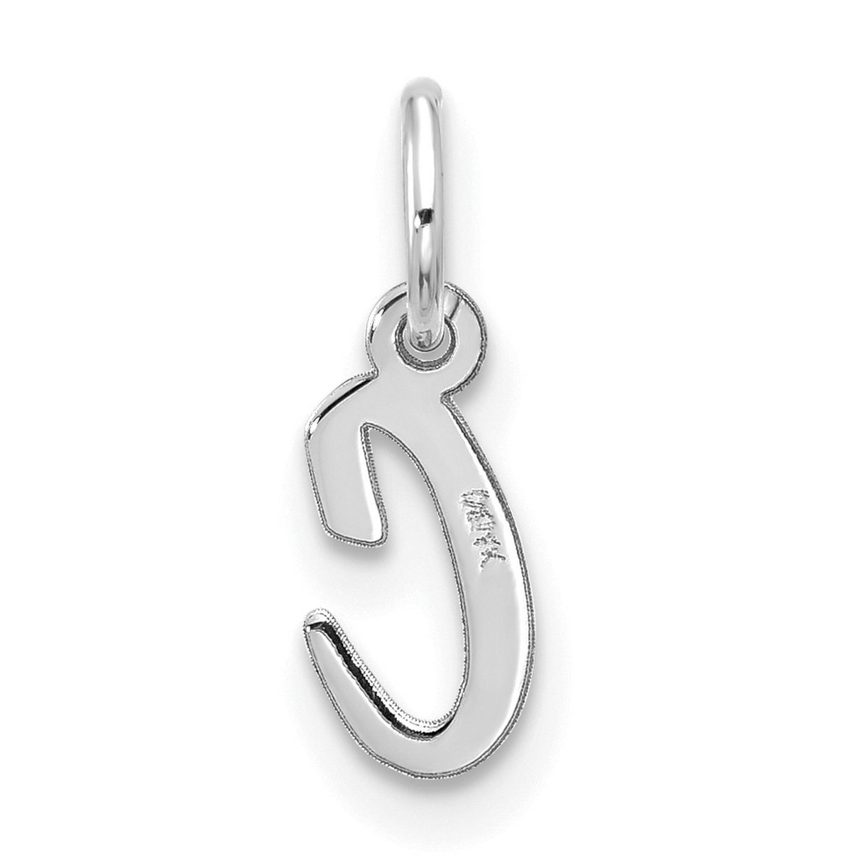 10k White Gold Letter C Script Pendant Charm, Cursive Initial Design for Women or Unisex Wear